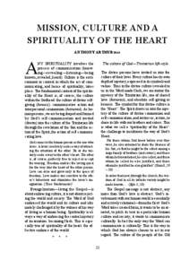 MISSION, CULTURE AND A SPIRITUALITY OF THE HEART ANTHONY ARTHUR msc A