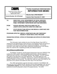 Family Investment Administration Department of Human Resources 311 West Saratoga Street Baltimore MD[removed]Control Number: 06-18 Revised