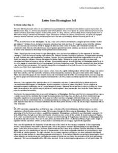 Nonviolence / United States / Anglican saints / Letter from Birmingham Jail / Southern Christian Leadership Conference / Civil Disobedience / Here I Stand / Birmingham campaign / William Glenn Terrell / Activism / Martin Luther King /  Jr. / Community organizing