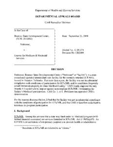 [removed]DECISION CR2009 Beatrice State Development Center v. Centers for Medicare and Medicaid Services