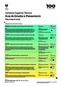 Instituto Superior Técnico  Área de Estudos e Planeamento http://aep.ist.utl.pt P r o jec tos Inter na c io nai s Tema