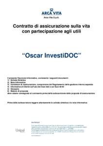Arca Vita S.p.A.  Contratto di assicurazione sulla vita con partecipazione agli utili  “Oscar InvestiDOC”