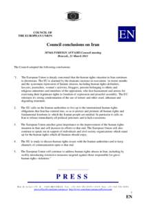 EN  COUNCIL OF THE EUROPEAN UNION  Council conclusions on Iran