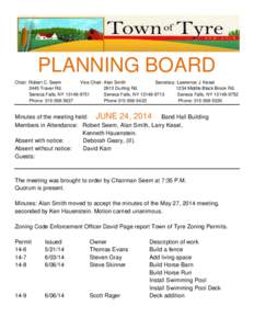 PLANNING BOARD Chair: Robert C. Seem Vice Chair: Alan Smith Secretary: Lawrence J. Kesel 2445 Traver Rd[removed]Durling Rd.