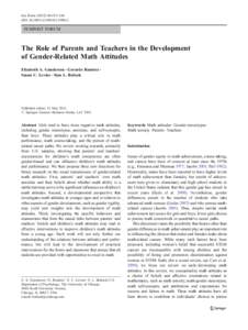 Sex Roles:153–166 DOIs11199FEMINIST FORUM  The Role of Parents and Teachers in the Development