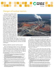 Fact Sheet  Dangers of nuclear reactors Nuclear power, which currently provides roughly 19 percent of the U.S. electricity supply, has proven to be one of the dirtiest,