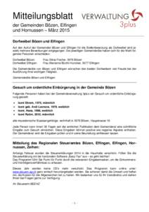 Mitteilungsblatt der Gemeinden Bözen, Elfingen und Hornussen – März 2015 Januar 2013