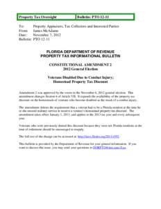 Property Tax Oversight To: From: Date: Bulletin: