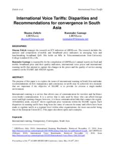 Zuhyle et al.  International Voice Tariffs International Voice Tariffs: Disparities and Recommendations for convergence in South