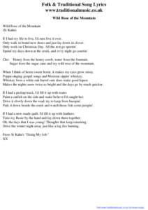 Folk & Traditional Song Lyrics - Wild Rose of the Mountain