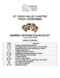 ST. CROIX VALLEY CHAPTER CROIX CHORDSMEN MEMBER INFORMATION BOOKLET Version 2 Dated[removed]