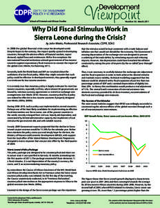 School of Oriental and African Studies  Number 59, March 2011 Why Did Fiscal Stimulus Work in Sierra Leone during the Crisis?