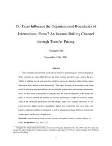 Do Taxes Influence the Organizational Boundaries of International Firms? An Income-Shifting Channel through Transfer Pricing
