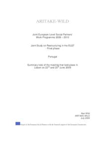 ARITAKE-WILD Joint European Level Social Partners’ Work-Programme 2009 – 2010 Joint Study on Restructuring in the EU27 - Final phase