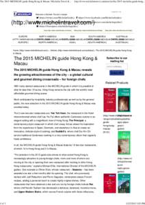 Michelin Guide / Joël Robuchon / Central /  Hong Kong / Lung King Heen / Pierre / Island Shangri-La /  Hong Kong / Chan Yan-tak / Food and drink / Hospitality industry / Gastronomy