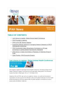 IFAH News  Issue nr 4 OctoberTABLE OF CONTENTS