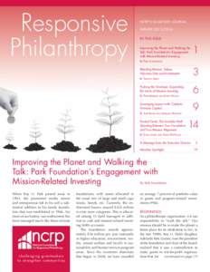 Responsive Philanthropy NCRP’S QUARTERLY JOURNAL WINTER[removed]IN THIS ISSUE