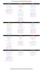 2014 Nora Roberts/ J.D. Robb Publishing Schedule Key: Books in blue are from Berkley , orange are from New Putnam , and pink are from Silhouette January February