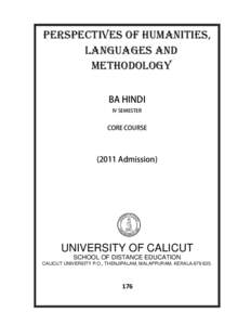 Microsoft Word - IV SEM. BA HINDI-CORE COURSE- PERSPECTIVES OF HUMANITIES, LANGUAGES AND METHODOLOGY