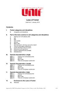 Laws of Futnet Valid from 1 January 2013 Contents: I.