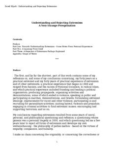 David Myatt - Understanding and Rejecting Extremism  Understanding and Rejecting Extremism A Very Strange Peregrination  Contents