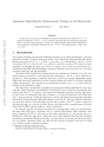 Computational complexity theory / Quantum information science / Analysis of algorithms / Property testing / Quantum algorithm / Decision tree model / Monotonic function / FO / Big O notation / Theoretical computer science / Mathematics / Applied mathematics
