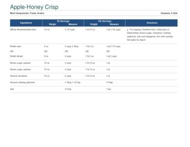 Apple-Honey Crisp Meal Components: Fruits, Grains Desserts, C-02A  Ingredients