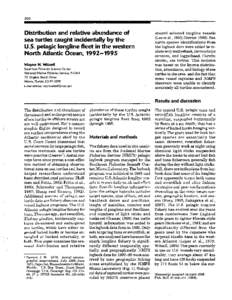 Distribution and relative abundance of sea turtles caught incidentally by the U.S. pelagic longline fleet in the western North Atlantic Ocean, [removed]