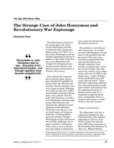 The Spy Who Never Was  The Strange Case of John Honeyman and Revolutionary War Espionage Alexander Rose