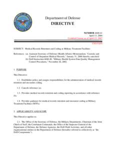 DoD Directive[removed], April 13, 2004; Certified Current as of April 23, 2007