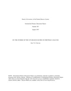 Board of Governors of the Federal Reserve System  International Finance Discussion Papers Number 587 August 1997