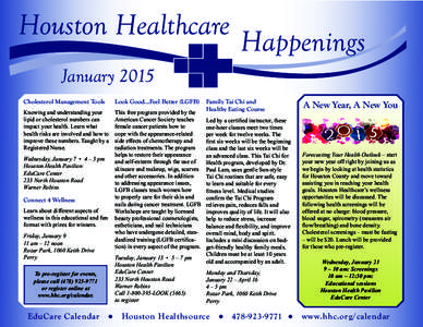 Houston Healthcare  Happenings January 2015 Cholesterol Management Tools