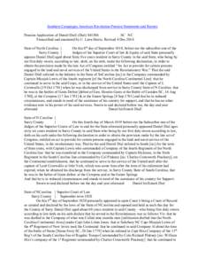 Southern Campaigns American Revolution Pension Statements and Rosters Pension Application of Daniel Diall (Dial) S41506 SC NC Transcribed and annotated by C. Leon Harris. Revised 4 Dec[removed]State of North Carolina } On 