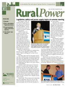 A newsletter for and about Kansas Electric Cooperatives  RuralPower Vol . LVXI, No. 10 August 19, 2011  Inside