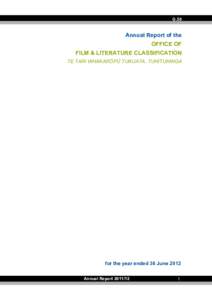 G.58  Annual Report of the OFFICE OF FILM & LITERATURE CLASSIFICATION TE TARI WHAKARŌPŪ TUKUATA, TUHITUHINGA