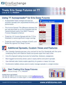 Trade Eris Swap Futures on TT Live on TT X_TRADER® Using TT Autospreader® for Eris Swap Futures •