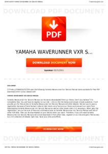 BOOKS ABOUT YAMAHA WAVERUNNER VXR SERVICE MANUAL  Cityhalllosangeles.com YAMAHA WAVERUNNER VXR S...