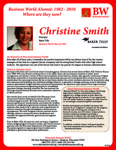 Business World Alumni: [removed]Where are they now? Christine Smith Principal Baker Tilly