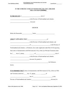 Supreme Court of Newfoundland and Labrador - General Division - Form 56.05A - Order Administration With Will Annexed - CTA (2 Administrators)