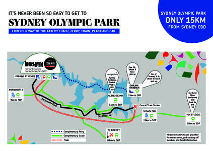 IT’S NEVER BEEN SO EASY TO GET TO  SYDNEY OLYMPIC PARK ONLY 15KM