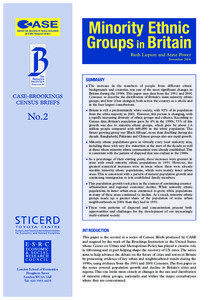 CENTRE FOR ANALYSIS OF SOCIAL EXCLUSION  An ESRC Research Centre