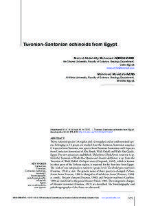 Turonian-Santonian echinoids from Egypt Marouf Abdel-Aty Mohamed ABDELHAMID Ain Shams University, Faculty of Science, Geology Department,