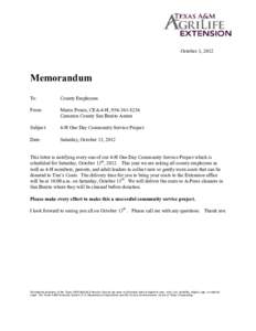 October 3, 2012  Memorandum To:  County Employees