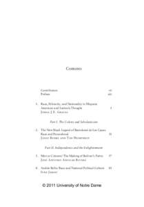 Contents  Contributors	vii Preface	xiii 1. 	Race, Ethnicity, and Nationality in Hispanic 	American and Latino/a Thought