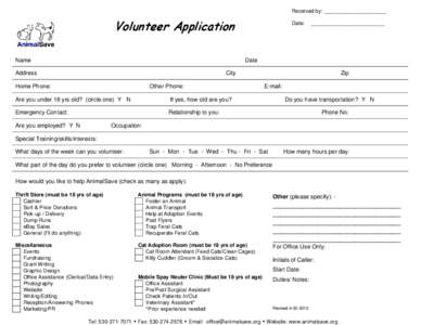 Microsoft Word - Volunteer Application - revised[removed]doc