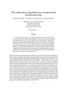 The wake-sleep algorithm for unsupervised neural networks Geoffrey E Hinton