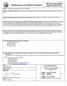 PREPROPOSAL STATEMENT OF INQUIRY  CR-101 (June[removed]Implements RCW[removed]Do NOT use for expedited rule making