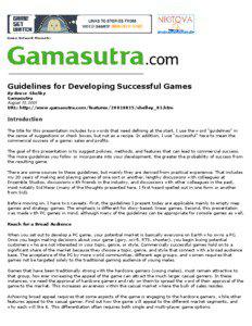 Gama Network Presents:  Guidelines for Developing Successful Games