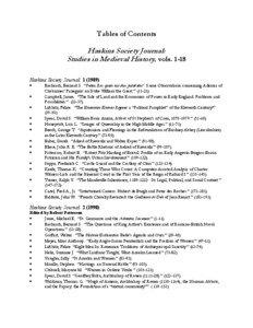 Tables of Contents  Haskins Society Journal: