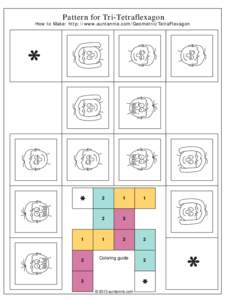 Tri-tetraflexagon pattern with silly faces - ready to color